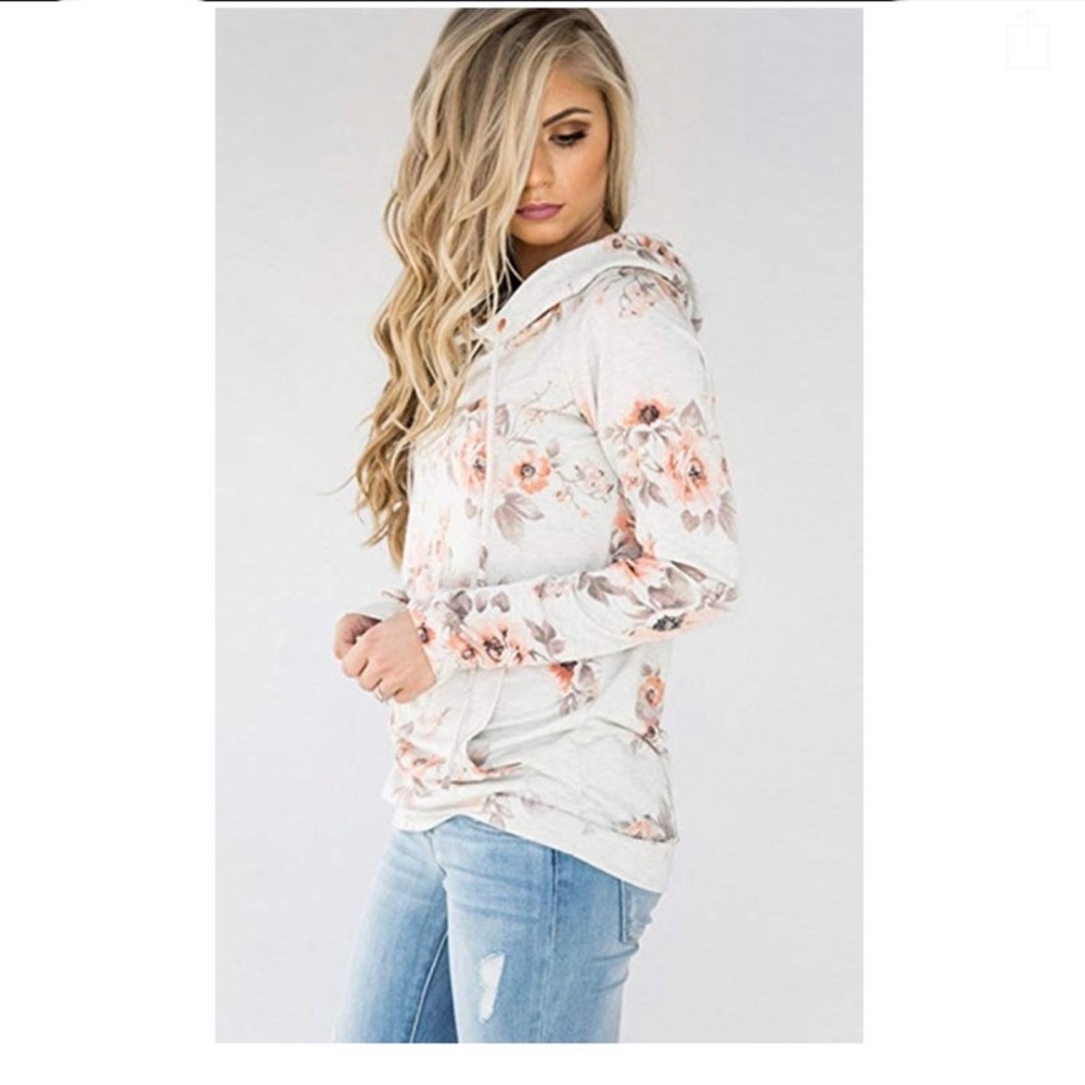 White Floral Hoodie
